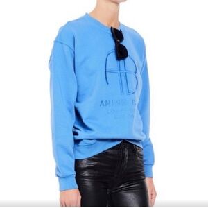 Anine Bing Light Blue Embroidered Sweatshirt